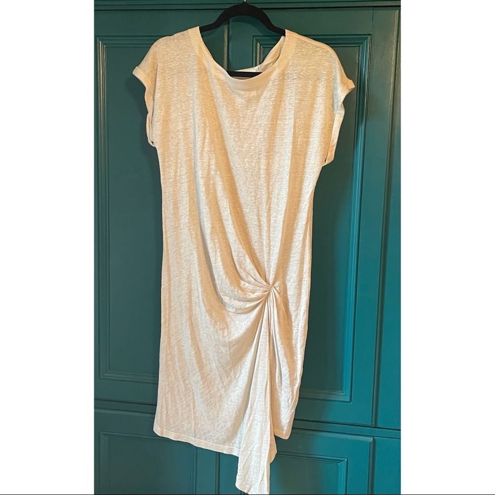 Mod Ref Linen Knot Shirt Dress – Cream Size Small | Effortless Minimalist Style